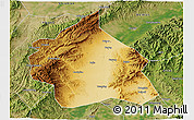 Physical 3D Map of Yuanping, satellite outside
