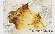 Physical 3D Map of Yuanping, shaded relief outside