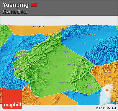 Political 3D Map of Yuanping