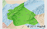 Political 3D Map of Yuanping, lighten