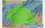 Political 3D Map of Yuanping, semi-desaturated
