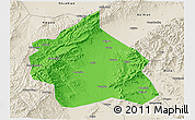 Political 3D Map of Yuanping, shaded relief outside