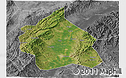 Satellite 3D Map of Yuanping, desaturated
