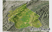 Satellite 3D Map of Yuanping, semi-desaturated