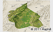 Satellite 3D Map of Yuanping, shaded relief outside