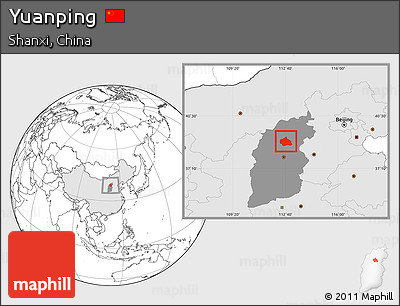 Blank Location Map of Yuanping, highlighted country, highlighted parent region