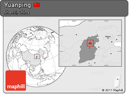 Blank Location Map of Yuanping, highlighted country, highlighted parent region