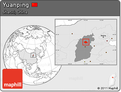 Blank Location Map of Yuanping, highlighted country, highlighted parent region