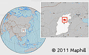 Gray Location Map of Yuanping, highlighted parent region, hill shading