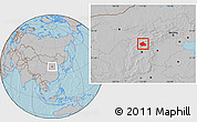 Gray Location Map of Yuanping, hill shading