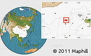 Satellite Location Map of Yuanping, highlighted country