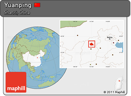 Savanna Style Location Map of Yuanping, highlighted country