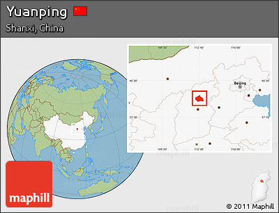 Savanna Style Location Map of Yuanping, highlighted country