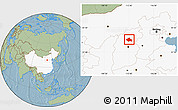 Savanna Style Location Map of Yuanping, highlighted country, hill shading