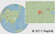 Savanna Style Location Map of Yuanping, hill shading