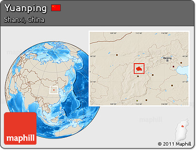 Shaded Relief Location Map of Yuanping
