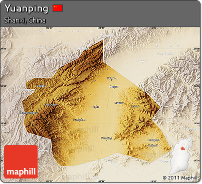 Physical Map of Yuanping, lighten