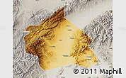 Physical Map of Yuanping, lighten, semi-desaturated