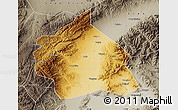 Physical Map of Yuanping, semi-desaturated