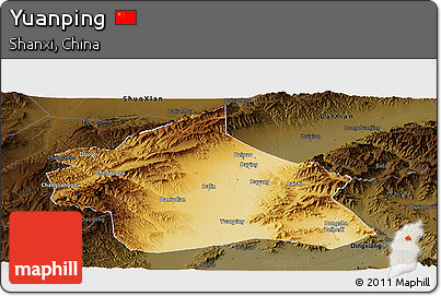 Physical Panoramic Map of Yuanping, darken