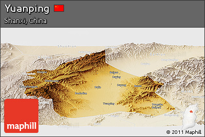 Physical Panoramic Map of Yuanping, lighten