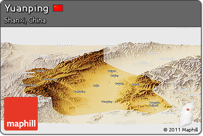 Physical Panoramic Map of Yuanping, lighten