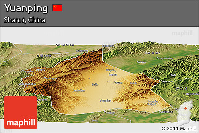 Physical Panoramic Map of Yuanping, satellite outside