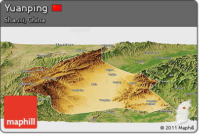 Physical Panoramic Map of Yuanping, satellite outside