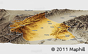 Physical Panoramic Map of Yuanping, semi-desaturated