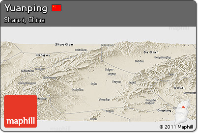 Shaded Relief Panoramic Map of Yuanping