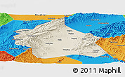 Shaded Relief Panoramic Map of Yuanping, political outside