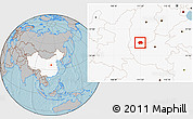 Gray Location Map of Yuanqu, highlighted country, hill shading