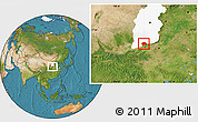 Satellite Location Map of Yuanqu, highlighted parent region