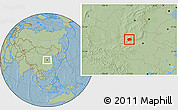 Savanna Style Location Map of Yuanqu, hill shading