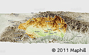 Physical Panoramic Map of Yuanqu, semi-desaturated