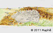 Shaded Relief Panoramic Map of Yuanqu, physical outside