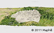 Shaded Relief Panoramic Map of Yuanqu, satellite outside