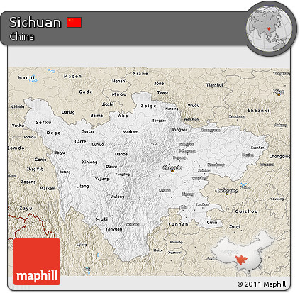 Classic Style 3D Map of Sichuan