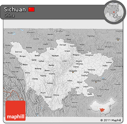 Gray 3D Map of Sichuan