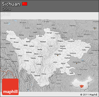 Gray 3D Map of Sichuan