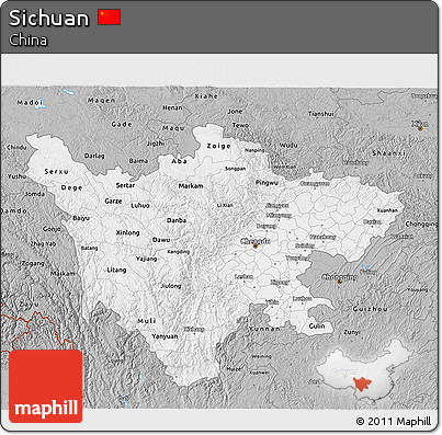 Gray 3D Map of Sichuan