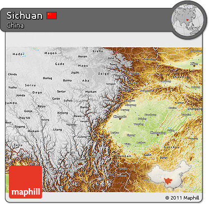Physical 3D Map of Sichuan