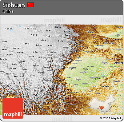 Physical 3D Map of Sichuan