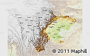 Physical 3D Map of Sichuan, lighten
