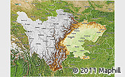 Physical 3D Map of Sichuan, satellite outside