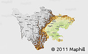 Physical 3D Map of Sichuan, single color outside