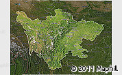 Satellite 3D Map of Sichuan, darken
