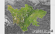 Satellite 3D Map of Sichuan, desaturated