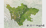 Satellite 3D Map of Sichuan, lighten