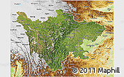 Satellite 3D Map of Sichuan, physical outside